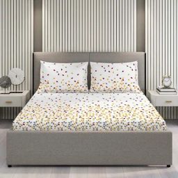 Layers Argos 225 CVC Cotton Blend Geometrical Print King Bedsheet with 2 Pillow Covers-image-91