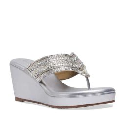 Eridani Women's Myshty Silver Thong Wedges-image-8