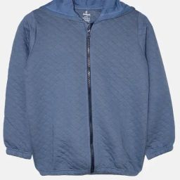 Kiddopanti Kids Blue Quilted Full Sleeves Hooded Jacket-image-54