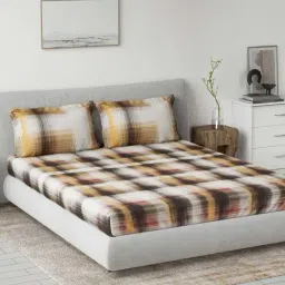 Ddecor Live beautiful Primary Brown 144 TC Cotton Queen Bedsheet with 2 Pillow Covers-image-35