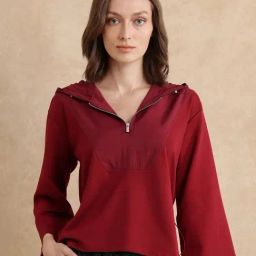 RAREISM Maroon Cotton Blend Solid Long Sleeves Sweatshirt-image-34