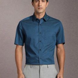 Louis Philippe Blue Cotton Regular Fit Printed Shirt-picture-48