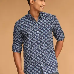Vastramay Blue Regular Fit Printed Shirt-image-59