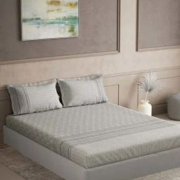 Ddecor Live beautiful Maxima Grey 180 TC Cotton King Bedsheet with 2 Pillow Covers-image-88
