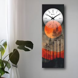 OLIVE TREE Orange and White Printed Wooden Contemporary Analogue Wall Clock-22
