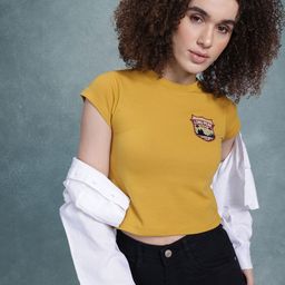 The Roadster Life Co. Applique Detail Slim Fit Crop T-shirt-image-16