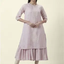 Rangmanch by Pantaloons Mauve Cotton Printed Double layred A Line Kurta-image-69