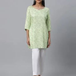 Aurelia Green Printed Straight Kurti-image-37