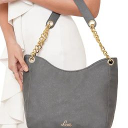 Lavie Antonio Dark Grey Textured Large Hobo Handbag-image-88