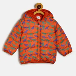MINIKLUB Kids Orange Printed Full Sleeves Jacket-image-5