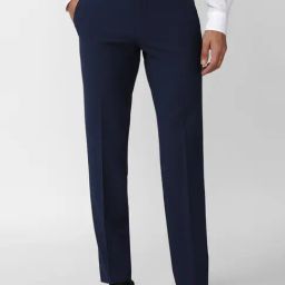 Van Heusen Navy Slim Fit Checks Trousers-picture-41
