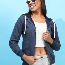Campus Sutra Blue Cotton Sweatshirt-image-22