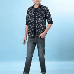 Crimsoune Club Boys Black Floral Print Shirt-image-62