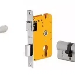 Dorset 60 mm Lever Handle Lock Set With Coin and Knob Cylinder Silver Chrome HL LY image 1