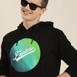 HERE&NOW Typography Printed Hooded Sweatshirt-picture-35