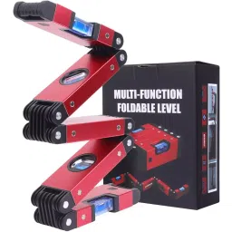 FLAMINGO ENTERPRISE Multi-Function Foldable Magnetic Level Tool 71 cm (28 inch) Aluminum, ABS & TPR Magnatic Red, FM-241-29