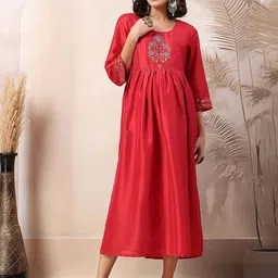House Of Zelena Maternity  Women Solid A-Line Maternity Dress-image-37