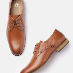 Arrow Men Brown Leather Ridges 2.0 Formal Derbys Shoes-image-34