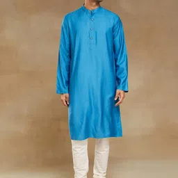 Fabindia Slim Fit Band Collar Straight Kurta-picture-22