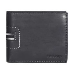 SASSORA Izan Black & Grey Small Leather Bi-Fold Wallet for Men-picture-27