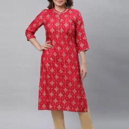 Aurelia Red Printed Straight Kurta-98