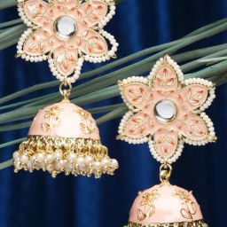 Karatcart Peach Jhumki Earrings for Women-24