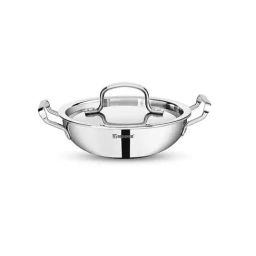 Bergner Tripro Silver Stainless Steel 26 cm Induction Friendly Triply Deep Kadai  With Lid (3.95 L)-19