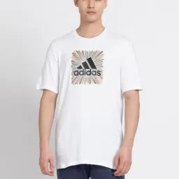 adidas White Regular Fit Optimist Logo Graphic Sports T-Shirt-picture-5