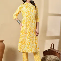 HERE&NOW Women Ethnic Motifs Printed Regular Pure Cotton Kurta with Palazzos-25