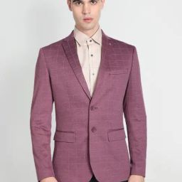 Arrow Red Slim Fit Checks Blazer-image-64