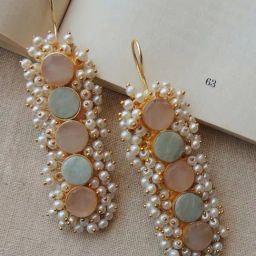Johori Indo-Western Pastel Shades Hook Dangler Earrings for Women-picture-45