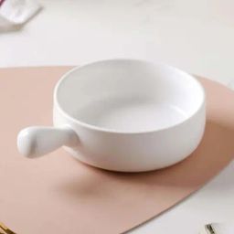 Nestasia White Microwave Safe Round Ceramic Bowl with Handle For Serving Snacks, 600ml-16