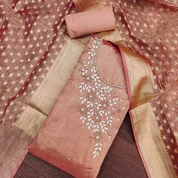 SHADOW & SAINING Embellished Semi-Stitched Dress Material-image-49