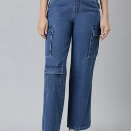 ZHEIA Women Flared High-Rise Cargo Styles Jeans-picture-43