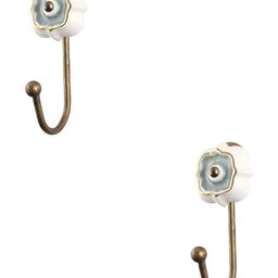 IndianShelf White & Grey 2 Pieces Textured Ceramic Wall Hooks-20