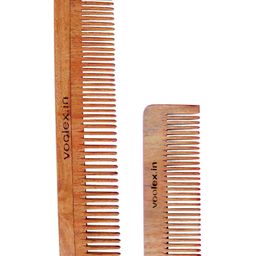 WOODYKRAFT Handmade Natural Pure Healthy Neem Wooden Combs Pack of 2 - Brown-18