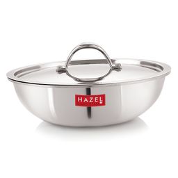 HAZEL Triply Stainless Steel Induction Bottom Tasra and Kadhai With Steel Lid, 2 Litre, 22.5 cm-image-47