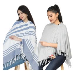 Nene Mother's Multi-Purpose Large Size Nursing Feeding Scarf Wrap Stole Stripes Pack of 2 - Multicolor-image-76