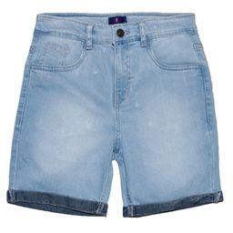 Kiddopanti Solid  Denim Roll Up Shorts - Light Blue-picture-16