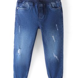 Pine Kids Cotton Elastane Full Length Washed Denim Jeans - Mid Blue-picture-19