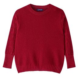 Pine Kids Knit Full Sleeves Solid Color Pullovers Sweater- Red-13
