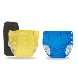 Chinmay Kids Combo of Baby Swim Diaper Waterproof Reusable Leakproof Adjustable Pool Swimsuit & Adjustable Size Baby Cloth Button Diaper Washable/Reusable Nappies for Infants With Black Insert-image-52