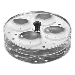 Omega Stainless Steel Idli Maker/Stand with 3 Plates - 12 Idli Slots | Silver-15