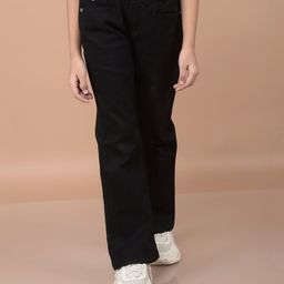 CRIMSOUNE CLUB Cotton Solid Bootcut Jeans - Black-image-4