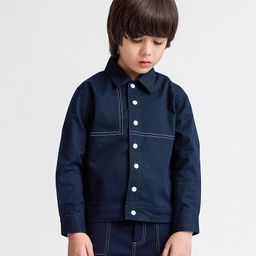 Taffykids Twill Full Sleeves Stitch Detailed Jacket - Navy Blue-image-50