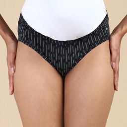 &Circus Modal Leaves Printed Low Rise Maternity Comfort Panty - Black-image-60