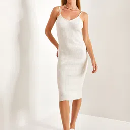 BIANCO LUCCI Ribbed Bodycon Midi Dress-image-92