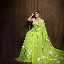 Ruuprekha Floral Printed Pure Cotton Khadi Saree-image-85