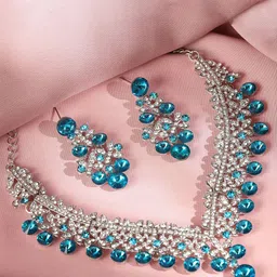 Atasi International Silver-Plated Stone Studded Jewellery Set-image-34