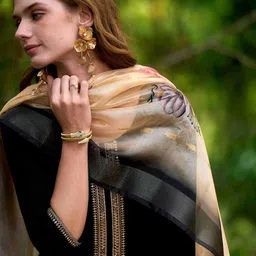 MOJILAA Women Embroidered Regular Sequinned Kurta with Trousers & With Dupatta image 4